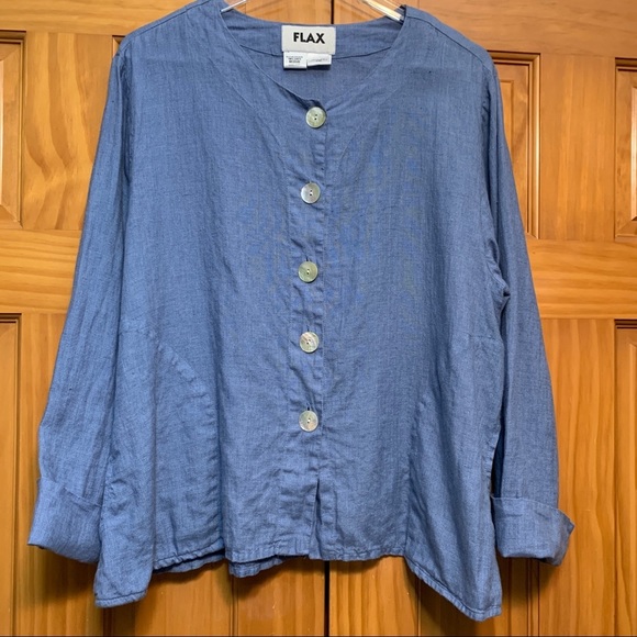 Flax Jackets & Blazers - Flax 100% Linen Jacket  Lagenlook Size Medium